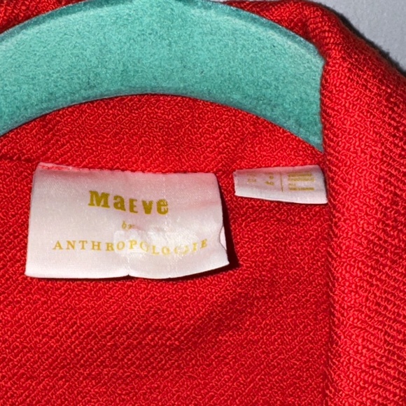 EUC Anthropologie Maeve Textured Peacoat Pea Coat Jacket Red Size 8 - Picture 8 of 15